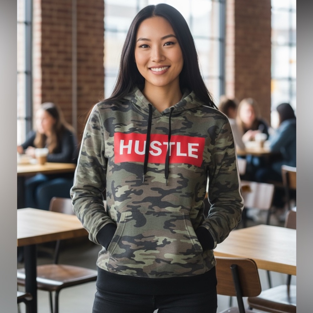Rue21 Camo Hustle Graphic Hoodie Small